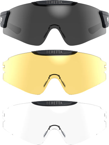 Beretta InterMask Protective Shooting Eyeglasses - Interchangeable Lenses Fume/Neutral/Yellow