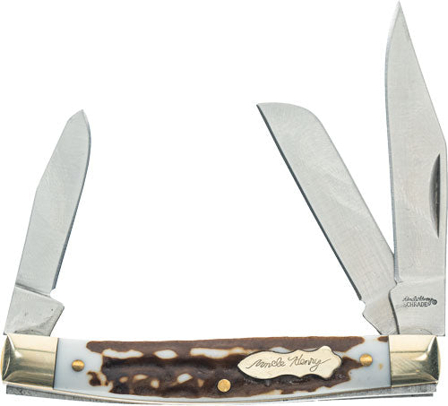 Uncle Henry Next Gen Staglon Jr 3-Blade Folding Pocket Knife - Clip/Sheepsfoot/Spey 7Cr17MoV
