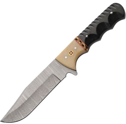 SZCO Rite Edge 4.5" Micarta Bone Bolster Fixed Blade Knife w/ Leather Sheath