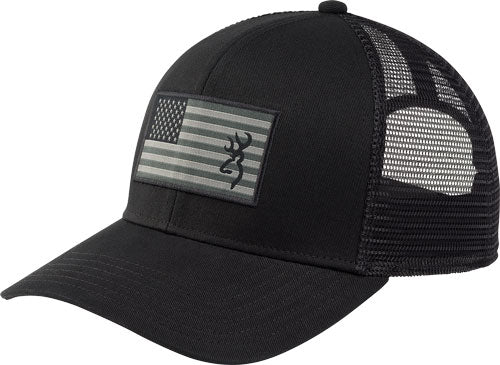 Browning Glory Mesh Snapback Cap American Flag Patch Black OSFM