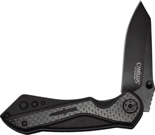 Camillus Machine 2.78" 420 Stainless Steel Tanto Folding Knife - Carbon Fiber Handle