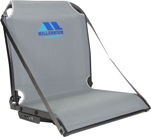 Millennium Marine B100 Boat Seat Aluminum Frame 400 lb Capacity with Arm Rest Straps - Gray