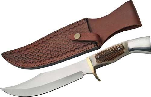 SZCO Steel Stag Iron Cougar 8" Stainless Steel Clip Point Fixed Blade Knife