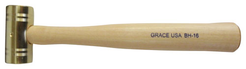 Grace USA 16 oz Brass Hammer with Hickory Handle - Made in USA