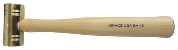 Grace USA 16 oz Brass Hammer with Hickory Handle - Made in USA