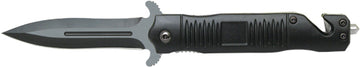 American Buffalo Knife & Tool Black Stiletto 3.5" Carbon Steel Assisted Opener Folding Knife