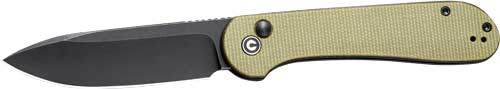 Civivi Knives Elementum Button Lock 3.47" 14C28N Black Stonewash Drop Point Folding Knife - Olive Micarta