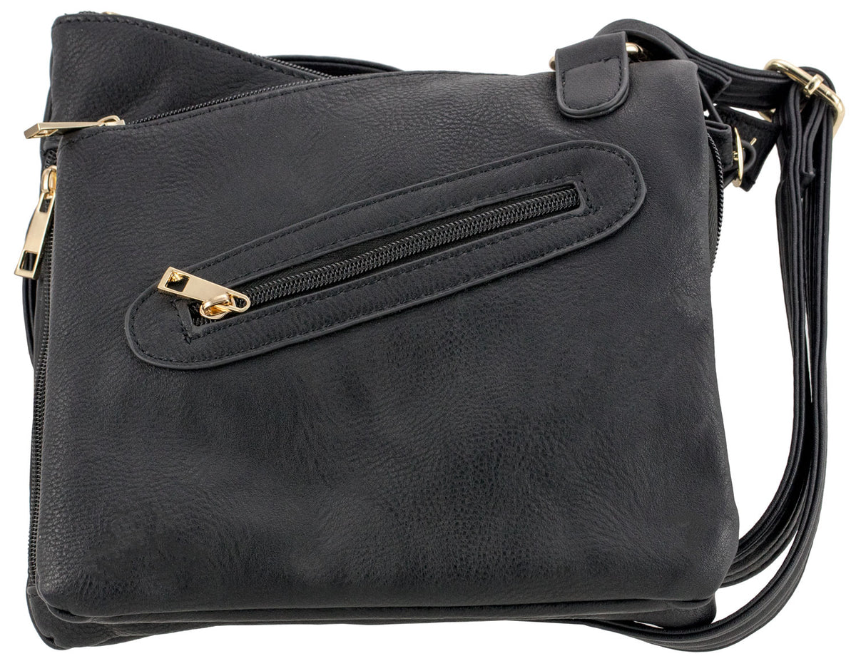 Bulldog BDP030 Cross Body Concealed Carry Purse Black Leather w/Holster