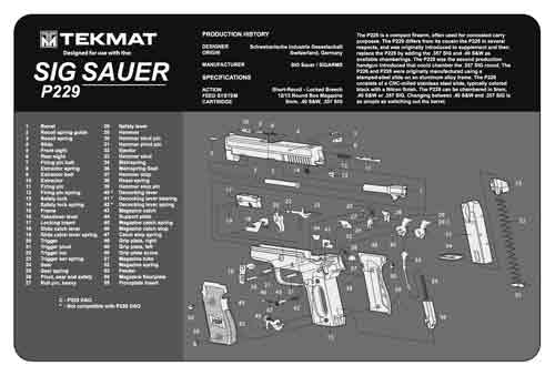 TekMat Armorers Bench Mat 11" x 17" Sig Sauer P229 Pistol Cleaning Mat