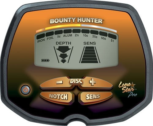 Bounty Hunter Lone Star Pro Metal Detector - 8" Waterproof Searchcoil 7.69 kHz LCD