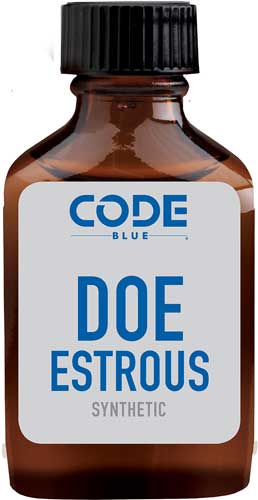 Code Blue Synthetic Doe Estrus 1 fl oz Deer Lure Amber Glass Bottle