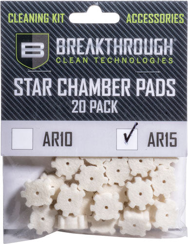 Breakthrough Clean AR-15 Chamber Star Pad 20-Pk w/ 8-32 Adapter