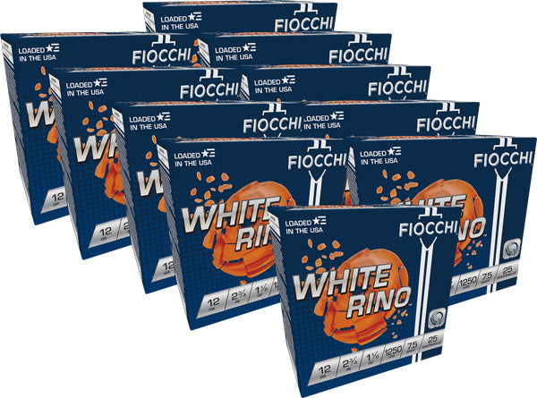 Fiocchi White Rino 12 Gauge 2.75" 1-1/8 oz #7.5 Shot 1250 fps 250 Rounds Case