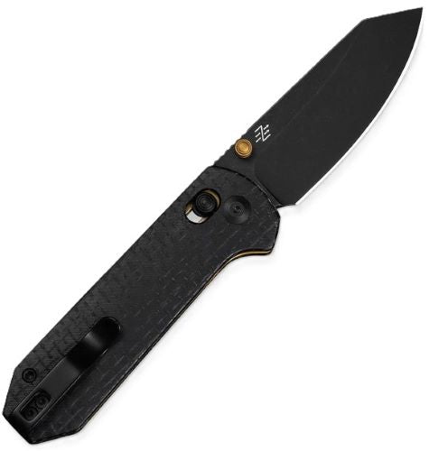 Civivi Knives Yonder 2.88" 14C28N Spey Plain Folding Knife - Black Stonewash Blade, Black Burlap Micarta Handle