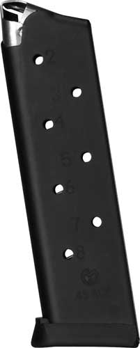 Metalform Magazines 1911 Government 45 ACP 8-Rd Stainless Steel Magazine - Black Removable Base
