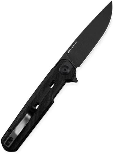 Civivi Knives Navo 3.25" Nitro-V Drop Point Plain Folding Knife - Black Stonewash Blade, Black G10 Handle