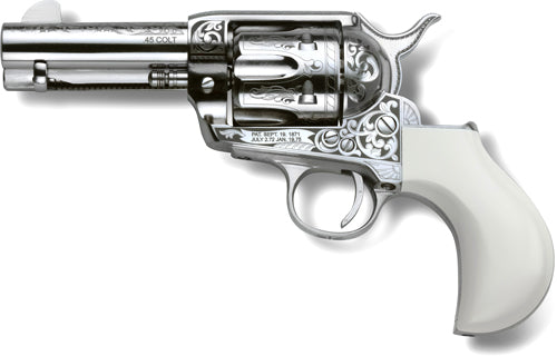 Cimarron Huckleberry .45 LC 3.5" 6-Shot SAO Revolver - B-Head Nickel Engraved