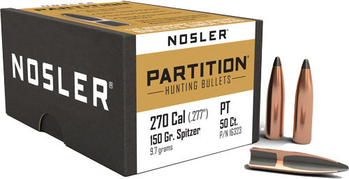 Nosler Bullets Partition .270 Cal .277 150gr Spitzer 50-Ct