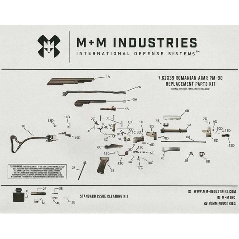 AK47 Romanian PM-90 AIMR AK-47 7.62x39 Parts Kit with Side-Folding Stock NOW with Populated NEW! 12 USA Made Nitrided Barrel