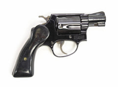 S&W REVOLVER 37 38 SPECIAL 2 BARREL FIXED SIGHTS ROUND BUTT - BLUE W/ QUICKDRAW GRIP