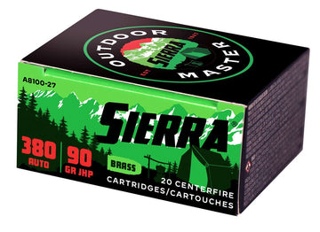 Sierra A810027 Outdoor Master 380 ACP 90 gr Jacket Hollow Point Sport Master 20 Bx/ 10 Cs