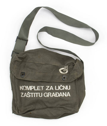 Serbian Gas Mask Pouch w Shoulder Strap - Used