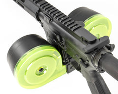 RWB AR-15  100rd Dual Drum Magazine .223 w/Reinforced Feed Lips - Black/Neon Green