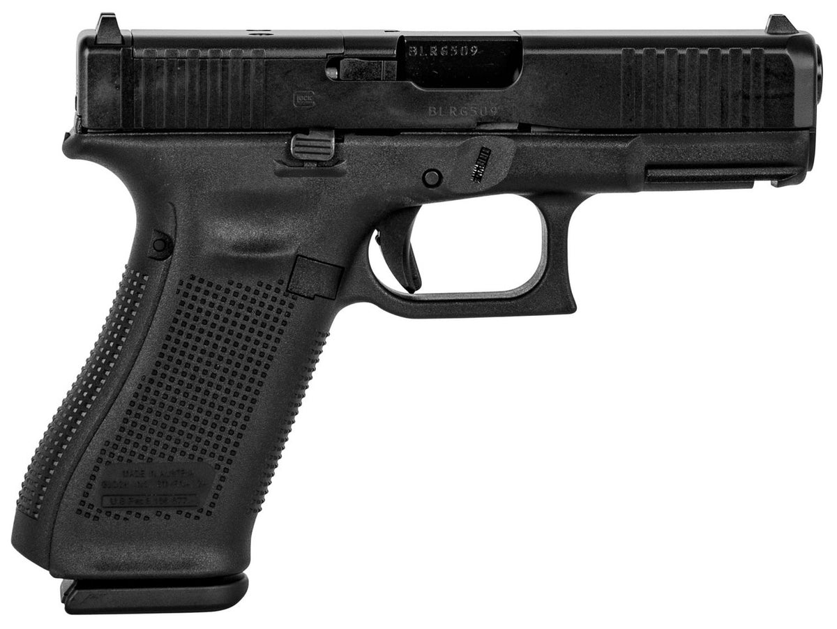 Glock PA455S203MOS G45 Gen5 Compact MOS 9mm Luger 4.02 17+1 Black nDLC Steel w/Front Serrations Slide Black Rough Texture Interchangeable Backstraps Grip Fixed Sights