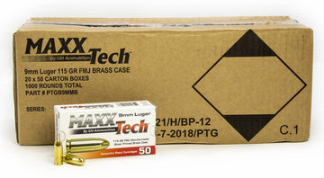 MaxxTech 9MM FMJ 115GR Brass Case 1000rds