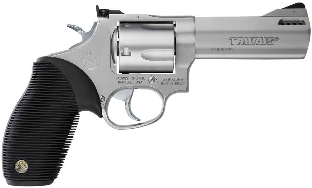 Taurus 2440049TKR Tracker Model 44 44 Rem Mag 5 Round 4 Stainless Steel Black Ribber Grip