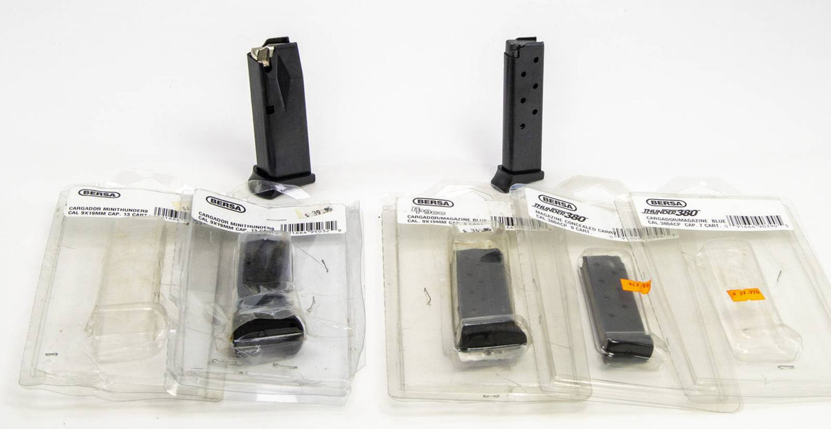 5 NEW BERSA MINI THUNDER 9, 9MM 13RD BLUED MAGS