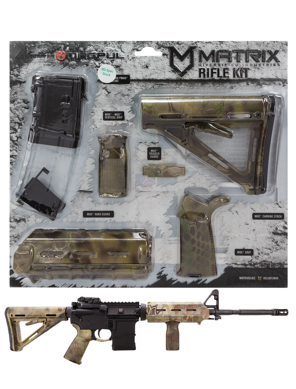 Matrix Diversified Ind MAGMIL62KM Magpul Carbine Accessory Kit  AR-15 Kryptek Mandrake Ambidextrous