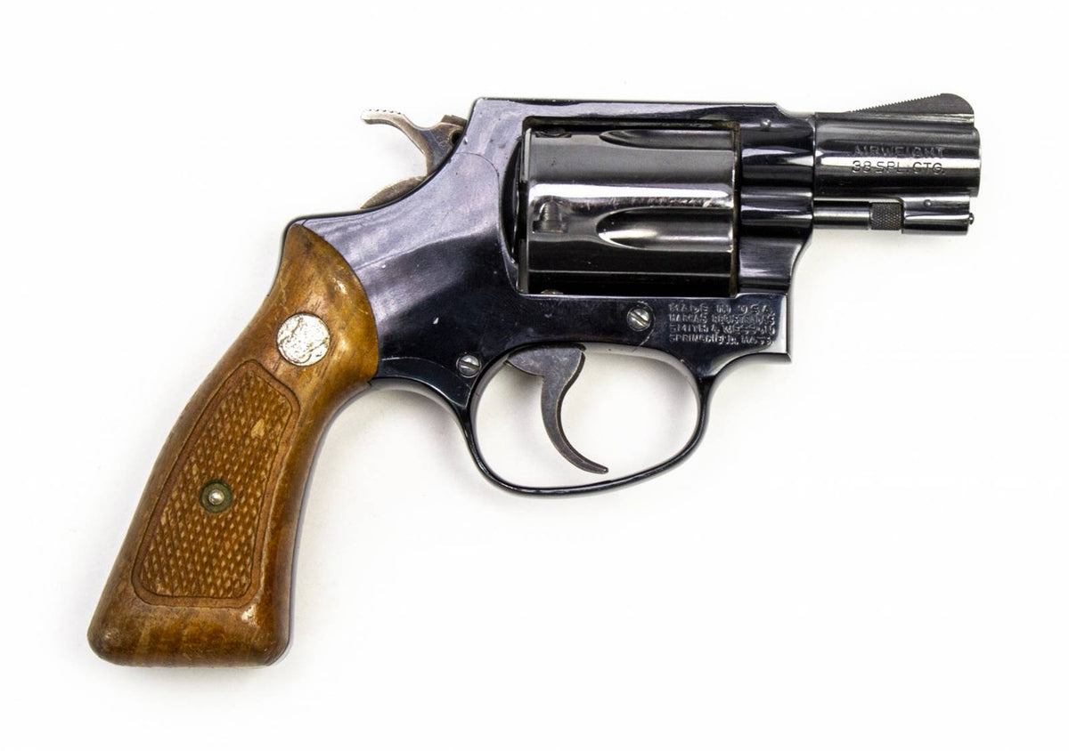 S&W 37 38 SPECIAL 2 BARREL REVOLVER AIRWEIGHT WOOD GRIPS-USED4707