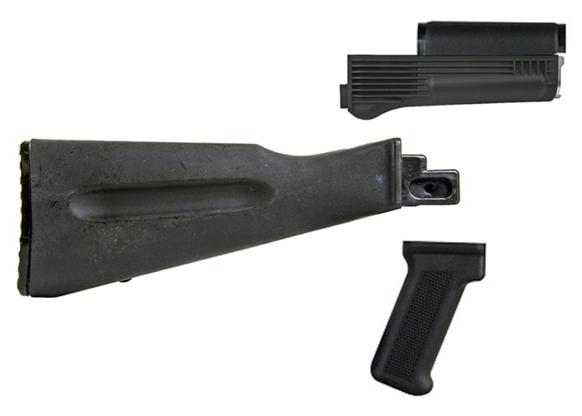 4-piece AK-47 Black Polymer Stock Set for Stamped Receiver