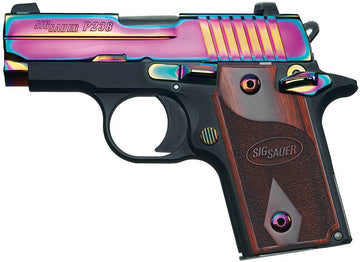 Sig Sauer 238380RBT P238 Micro-Compact Rainbow 380 ACP 2.70 6+1 Black Hardcoat Anodized Rainbow Titanium Stainless Steel Slide Rosewood Grip