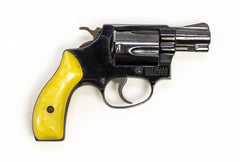 S&W REVOLVER 37 38 SPECIAL 2 BARREL FIXED SIGHTS ROUND BUTT - BLUE W/ PEARL GRIPS