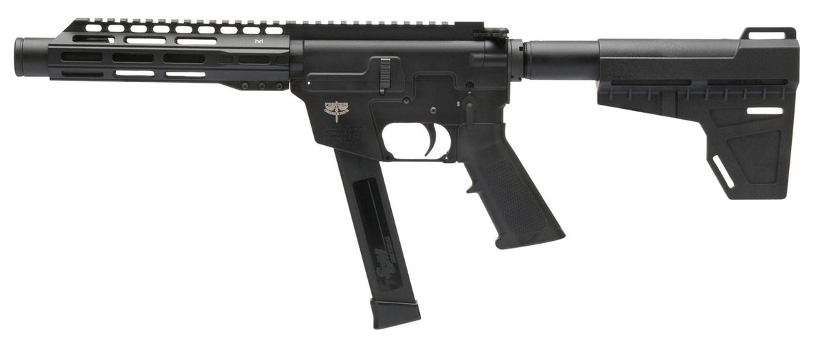 Freedom Ordnance FX9P8 FX-9  9mm Luger 8.25 33+1 Black Hard Coat Anodized Black Polymer Grip KAK Shockwave Pistol Brace