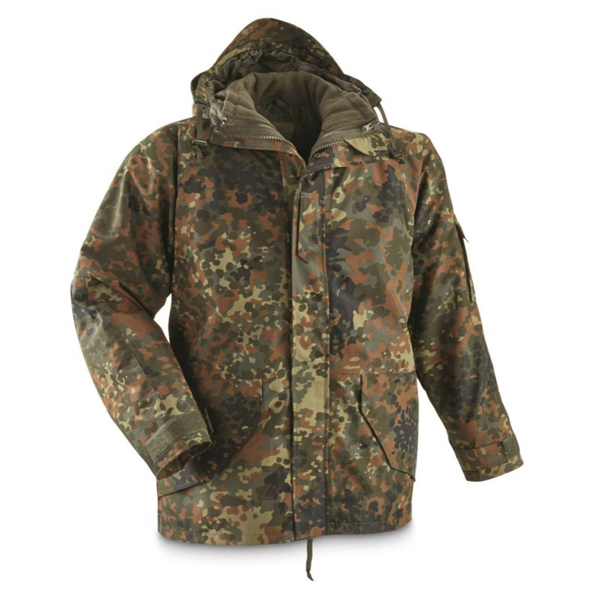 MIL-TEC® XXL Flecktarn Camo Trilam. Wet Weather Jacket w/ Fleece Liner