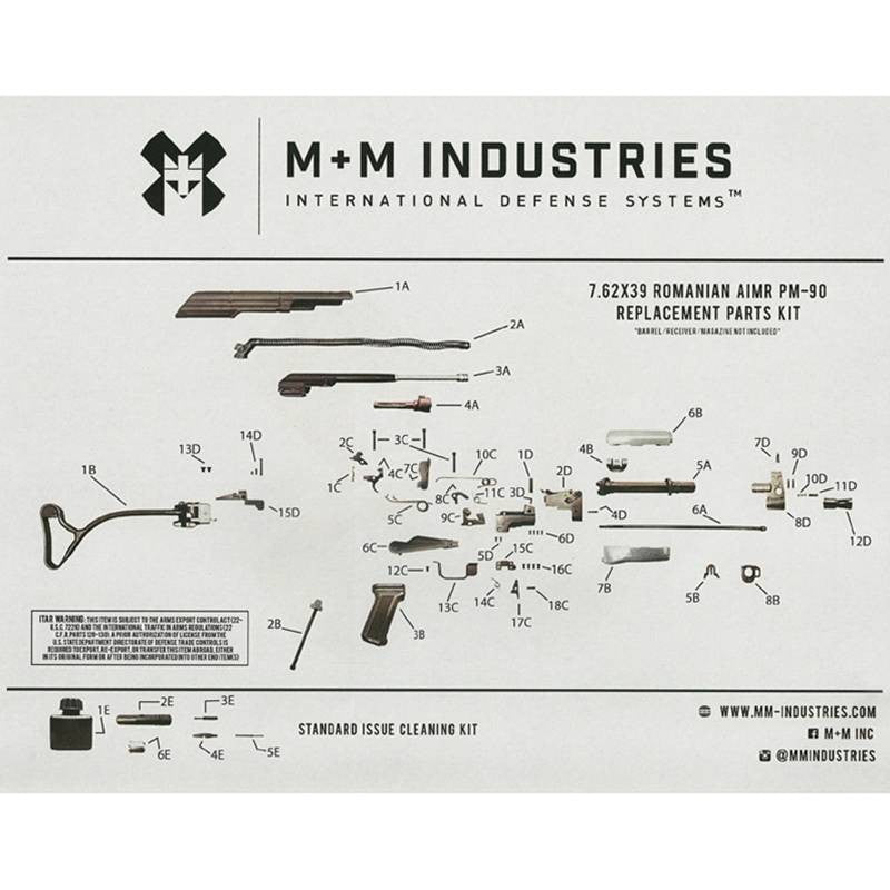 Romanian PM-90 AIMR AK-47 7.62x39 Parts Kit