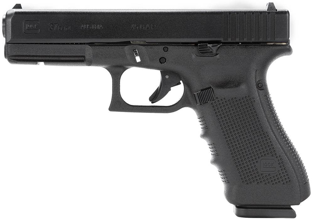 Glock PG3750201 G37 Gen4 45 GAP 4.49 10+1 Black Steel Slide Black Interchangeable Backstrap Grip Fixed Sights