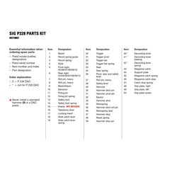 Sig Sauer P228 9mm Parts Kit - Used Condition