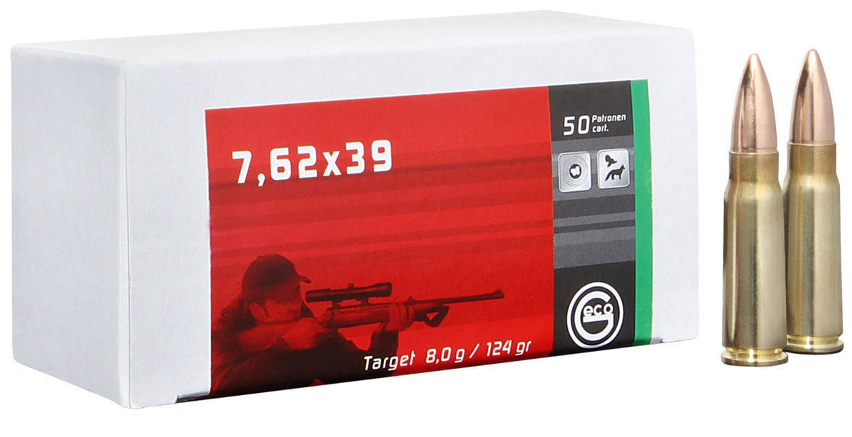 GECO 265840020 Target 7.62x39mm 124 gr Full Metal Jacket (FMJ) 20 Bx/ 50 Cs