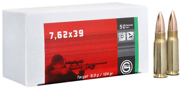 GECO 265840020 Target 7.62x39mm 124 gr Full Metal Jacket (FMJ) 20 Bx/ 50 Cs