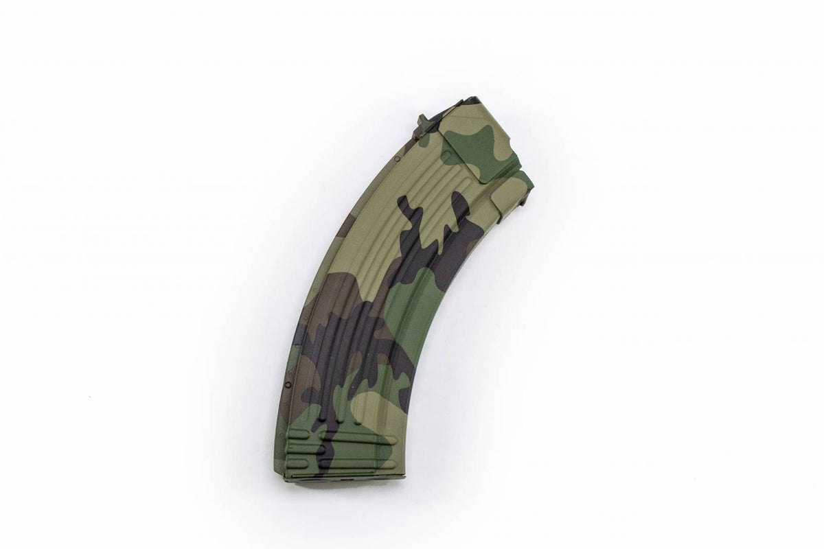 7.62x39 30rd Woodland Camo Hydrodipped Steel Mag for AK47