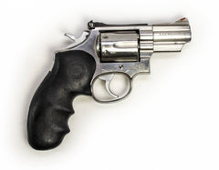 S&W REVOLVER 66-3 357 MAG 2.5 BARREL ADJ SIGHTS ROUND BUTT - STAINLESS W/ BLACK HOGUE FINGER GROOVE GRIPS