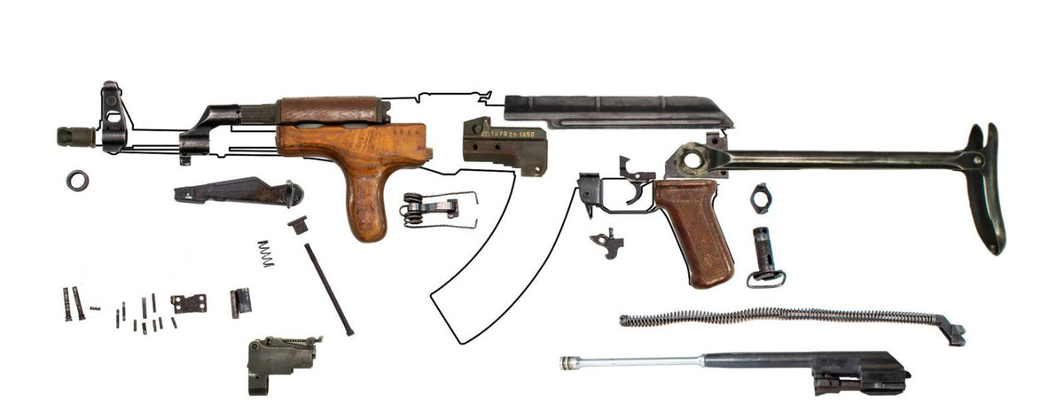 Romanian 1979 Model 65 AKM-47 7.62x39 Underfolder Parts Kit - Numbers Matching - Good Bluing - Year 1979