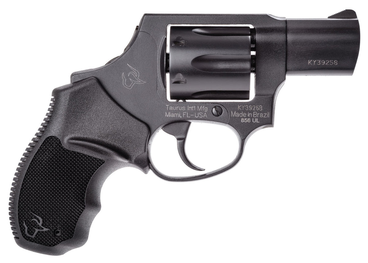 Taurus 2856021CH 856  38 Spl + P 6 Round 2 Matte Black Aluminum, Black Rubber Grip