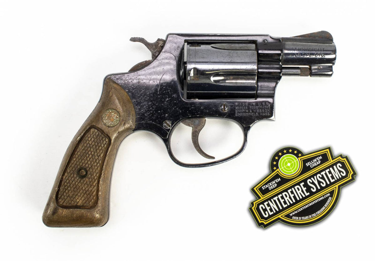 S&W 37 38 SPECIAL 2 BARREL REVOLVER AIRWEIGHT WOOD GRIPS-USED6151