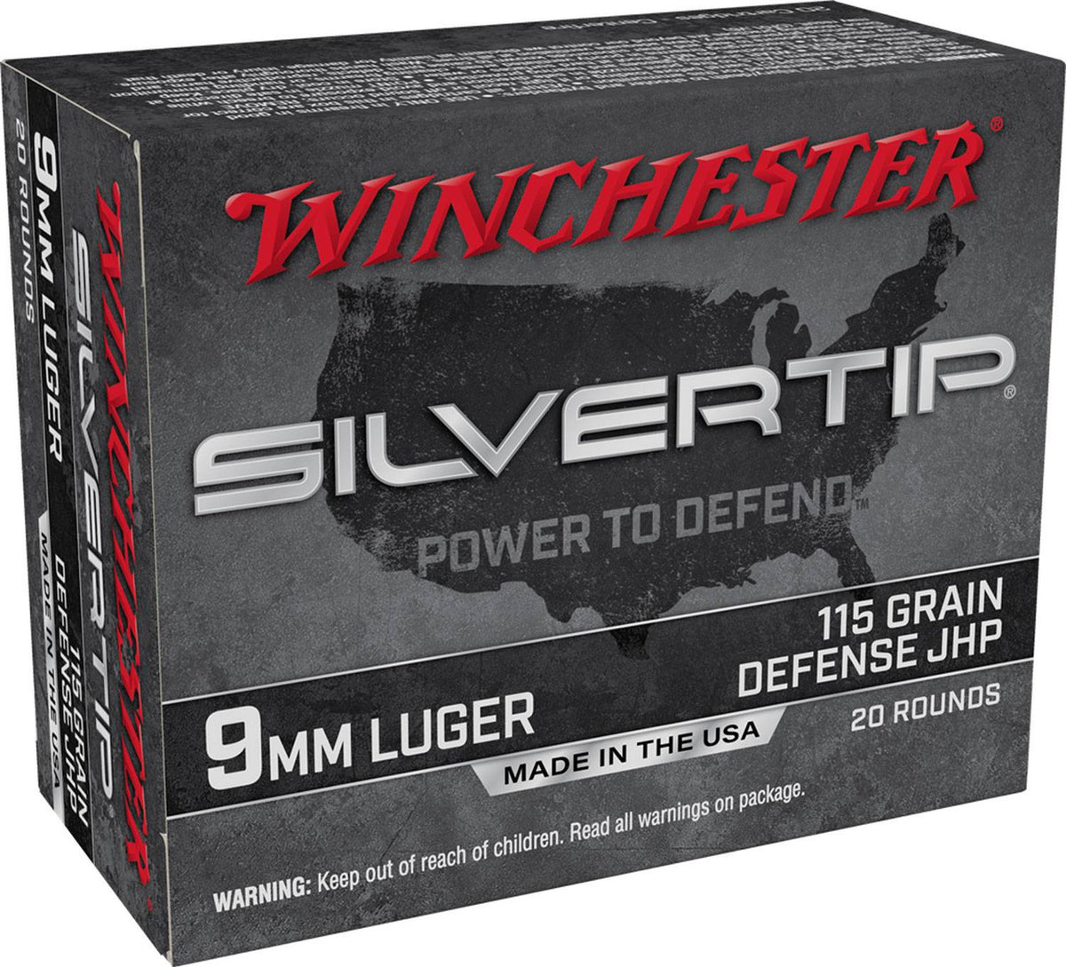 Winchester Ammo W9MMST Silvertip 9mm Luger 115 gr Silvertip Jacket Hollow Point 20 Bx/10 Cs