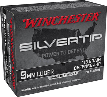 Winchester Ammo W9MMST Silvertip 9mm Luger 115 gr Silvertip Jacket Hollow Point 20 Bx/10 Cs